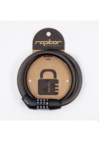 Resim Raptor 4 Haneli Şifreli Çelik Halat Kilit 3.8x12 80cm Ölçülerinde Dayanıklı Şık Bisiklet Kilidi Siyah 