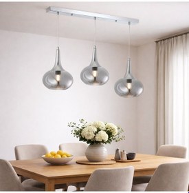 Resim Tt602-3s-fullkr Tt Ayd. Krom Kaplama 3 Lü Hunili Tombul Cam Avize Krom - Füme 