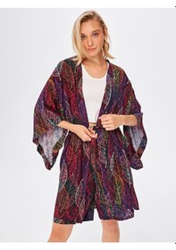Resim Faik Sönmez İri Yaprak Desen Kimono 67449 001 