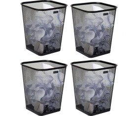 Resim Storemax Reader Mesh Çöp Kovası, Atık Kağıt Sepeti, Kare, Ofis, Metal Örgü, 9.8 "u x 9.8" G x 12.25" H, 4'lü Set, Siyah 