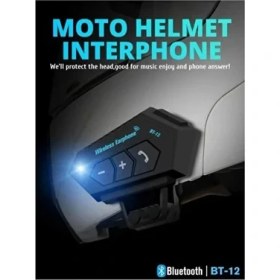 Resim Rayteng BT12 Motosiklet Bluetooth Intercom Interkom Dinleme ve Konuşma Özellikli Su Geçirmez Kulaklık 