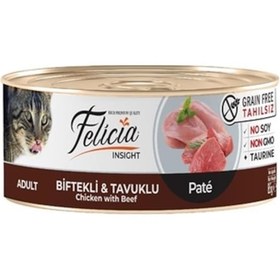 Resim Felicia Tahılsız Biftekli ve Tavuklu Kıyılmış Konserve Yetişkin Kedi Maması 85 G 