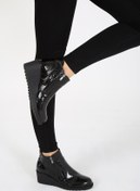 Resim CassidoShoes Cassıdoshoes Petek Siyah Fermuarlı Dolgu Topuk Bot 002-1056 