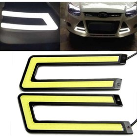 Resim 2 Adet Drl Gündüz Far Beyaz Cob 6000k U Şekli Sis Lambası 