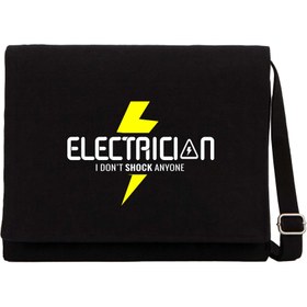 Resim Elektrikçi Siyah Kanvas Postacı Çantası - Siyah 