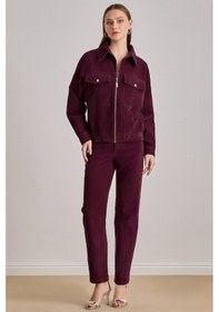 Resim Oversize Bordo Kadife Ceket Bordo 