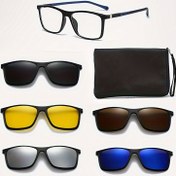 Resim 1 Çerçeve + 1 Kılıf + 5 Lens, Manyetik Tasarımıyla Yeni Erkek Kare Trendy Gözlük Seti, Değiştirilebilir Çok Renkli Lensler, Rahat ve Minimalist Çerçeve, Günlük Kullanım için Uygun Hafif Lüks Klasik Kadın Gözlük Kombinasyonu. 