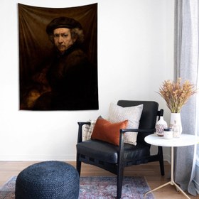 Resim Self-Portrait with Beret and Turned-Up Collar Duvar Örtüsü - 100 cm x 135 cm 