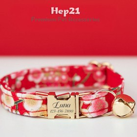 Resim Cat Collar Velvet Cat Collar with Bell 015263 - fuchsia / L 