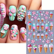 Resim 2 Sayfa Tırnak Sanatı Etiketleri, Sevimli Lollipop Dondurma Şeker Meyve Desen Kendinden Yapışkanlı Tırnak Çıkartmaları, DIY Tırnak Dekorasyonları, Kadınlar ve Kızlar için Tırnak Sanatı Malzemeleri 