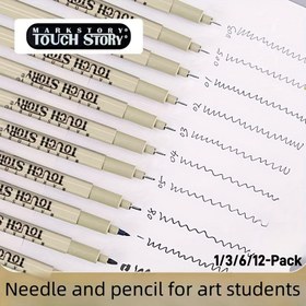 Resim 1/3/6/12'li Öğrenci Dolma Kalem Seti, Çizim ve İllüstrasyon için Siyah Su Geçirmez Hat Kalemleri, Sanat Tasarım Eskiz Araçları 