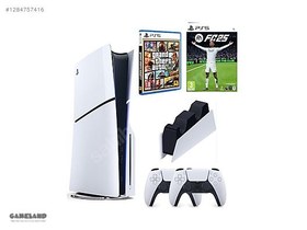 Resim Sony Playstation 5 Slim + 2.kol Dualsense + Ps5 Şarj Istasyonu 