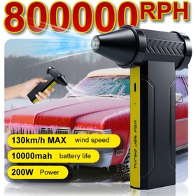 Resim 800000RPH Taşınabilir Turbinli Şiddetli Fan, 3 Hızlı Kablosuz Hava Duster, Şarj Edilebilir 10000mAh Pil, Type-C Hızlı Şarj | Araba/Toz/Kar/Kamp/Yazıcı/Temizlik için El Tipi - Erkekler İçin En İyi Gadget Hediyesi, Arabalar, Kar Kazıyıcı, Toz Temizleme Aracı, El Tipi Kazıyıcı, Hafif Kazıyıcı, Yüksek Performanslı Motor, Dayanıklı Yapı, Güçlü Kazıyıcı, Çoklu Hız Kazıyıcı, Araba Sahipleri, Açık Hava Tutkunları, Araba Detay Aracı, Noel ve Tatil Hediyeleri 