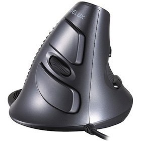 Resim Delux M618 6 Tuşlu Dikey El Faresi Ergonomik Kablolu Fare, Kablo Uzunluğu: 1.5m Siyah Diğer 