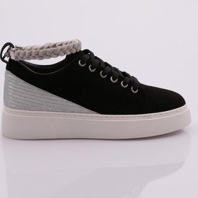 Resim Dgn Es851 Kadin Kalin Taban Halhal Detayli Silver Taşli Sneakers Ayakkabi ES851-2007-R1680 Siyah 