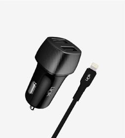 Resim C492 Safe Karbon Görünümlü Lightning Kablolu 12w Araç Şarj Ale... 