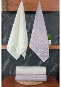 Resim Hazal %100 Pamuklu Kutulu 4'lü Banyo Havlu Seti Hamam Takımı 50x90 - 90x150 Antrasit-krem - 00081 Antrasit 