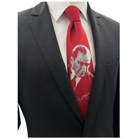 Resim Brianze Kırmızı M.kemal Atatürk Dokuma Kravat Kırmızı 