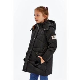 Resim Benitto Kids Kapüşonlu Kışlık Ponpon Detaylı Kız Çocuk Kaban 51354 Siyah 