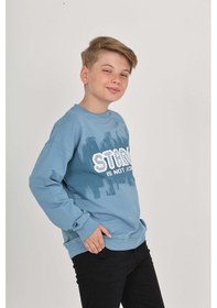 Resim Toontoy Kids Toontoy Erkek Çocuk Stance Baskılı Sweatshirt Mavi 