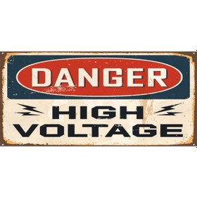 Resim Dikkat yüksek voltaj (10 CM X 20 CM) mini retro ahşap poster 