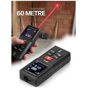 Resim Profesyonel Lazer Metre 60m Su Terazili Hafızalı - Alan Hacim Pisagor Dijital Ölçer Set 