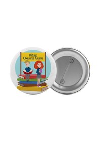 Resim Kitap Okuma Günü Çanta Rozeti 20 Adet En Büyük Boy 5.8cm İğneli Broş 