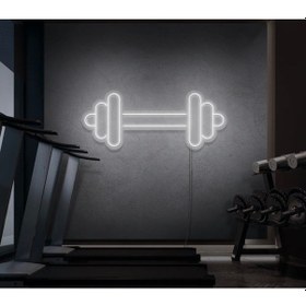 Resim Dambıl Şekilli Neon Tabela Beyaz 