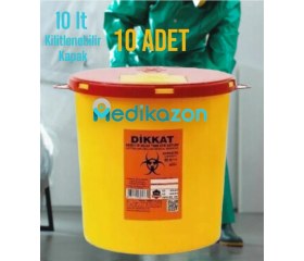 Resim PremiumPort 10 Lt Tıbbi Atık Kovası Seti, Sağlam ve Güvenli Plastik Malzeme 