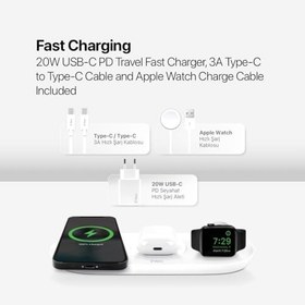 Resim ttec SmartCharger Air+ iPhone+Apple Watch+AirPods Kablosuz Hızlı Şarj Aleti ve PD 20W Seyahat Şarj Aleti 