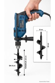 Resim DynamicTech Toprak Burgu Matkap Ucu Bahçe Dikim Aparatı Dayanıklı Çelik Universal 80x220 mm Toprak Delme 