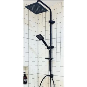 Resim Siyah Kare Duş Seti, Tepe Yağmurlama Duş Başlığı, Ekstra Büyük Robot Duş Sistemi ( Lisinya ) 