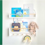 Resim EMTA 50 Cm 2 Li Set Raf Askılık Beyaz- Naturel Ahşap Montessori 