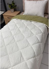 Resim Clasy %100 Pamuk Ranforce Tek Kişilik Çift Taraflı Yorgan Beyaz-fıstık Yeşili 