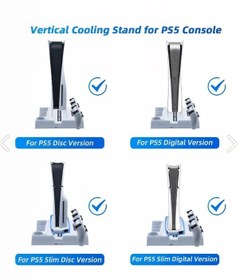 Resim Yues Ps5 Fonksiyonel Stand Ps5 Slim Fanlı Stand Ps5 Şarj Standı 