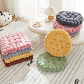 Resim 1 Adet Yumuşak ve Rahat Kurabiye Şeklinde Meditasyon Matı - Pastel Renklerde Peluş Süt Polar Zemin Minderi (Pembe, Sarı, Yeşil, Mavi, Gri) - Yoga, Ev Dekoru ve Tüm Mevsimler İçin Mükemmel, Konforlu Ev Aksesuarı | Kaymaz Minder 