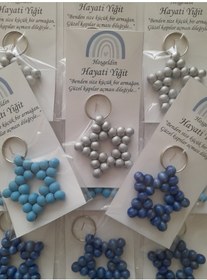 Resim 50 ADET ANAHTARLIK BEBEK MEVLİD SÜNNET ŞEKERİ-MAVİ-LACİVET-GÜMÜŞ Çok Renkli 