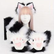 Resim 3 Parça Sevimli Hayvan Kulakları, Kuyruk ve saç tokası Aksesuar Seti - Anime Kongreleri için Polyester Cosplay Kostüm Seti, Tilki Kulakları ve Kuyruklu saç tokası Eldivenleri 