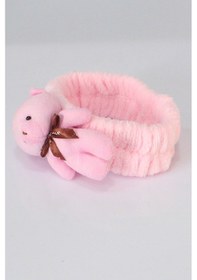 Resim Ayıcıklı Peluş Bandana Saç Bandı Pembe 0-10 Yaş Pembe 