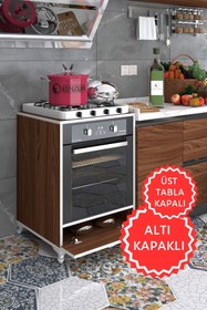 Resim Kenzlife Ankastre Modülü Kabini Krom Cvz Fırın Ocak Dolabı Kapaklı Ayaklı Sabit Tabla 