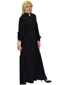 Resim Kadın Siyah Bürümcük Uzun Kol Elbise Bgl-st03836 001 