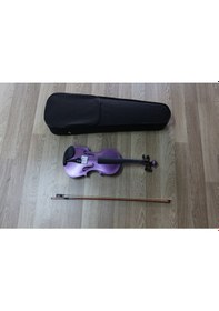Resim Keman 3/4 Simli Lila Renk Tam Set Keman 