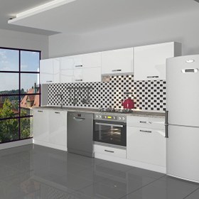 Resim Decoraktiv Elite 280y Ankastre Fırın Modüllü MDF Hazır Mutfak Dolabı - Tezgah Dahil - Parlak Beyaz 