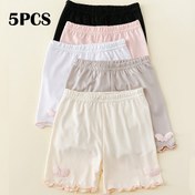 Resim 5'li Paket Kız Çocukları İçin Hafif Anti-Kayma Güvenlik Şortu - Elastik Bel ve Kelebek Süslemeli, Tüm Mevsimler için Çok Renkli (Siyah/Beyaz/Pembe/Bej/Gri) Günlük Giyim, Dayanıklı Çocuk Kıyafeti, Nefes Alabilen Malzeme, Çocuk Alt Giysisi, Stil Sahibi Çocuk Kıyafetleri 