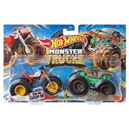 Resim Hot Wheels Monster Trucks Güçlü İkili 1:64 Arabalar Tri To Crush-Me vs Baja Buster HLT66 