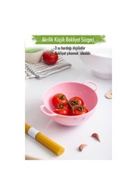 Resim Akrilik Soft Pembe Mini Pirinç Süzgeçi & Bakliyat Süzgeçi 3 Su Bardağı Ölçülü Pembe 