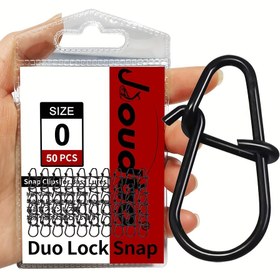 Resim 50 Adet Paslanmaz Çelik Duo Lock Crankbaits için Snaplar - Hızlı Değişim Balıkçılık Klipsleri, Dayanıklı & Korozyona Dirençli Kanca Bağlantıları, Boyutlar 0#-3# 