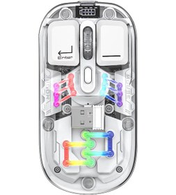 Resim Springsun Şeffaf Kablosuz Fare - Çift Modlu 2.4g+bluetooth, Rgb Aydınlatma, 1600 Dpı, Sessiz Tuşlar H118 
