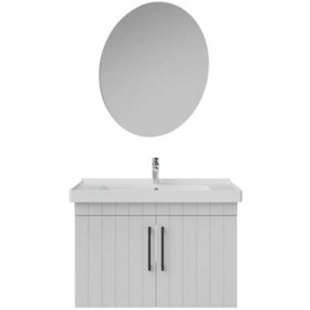 Resim Creavit D20 80 Cm Banyo Dolabı Ve Yuvarlak Ayna Takım Beyaz 