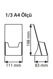 Resim KrcDisplay 1/3 A4 Masaüstü Broşürlük Akrilik (10,5x21) 